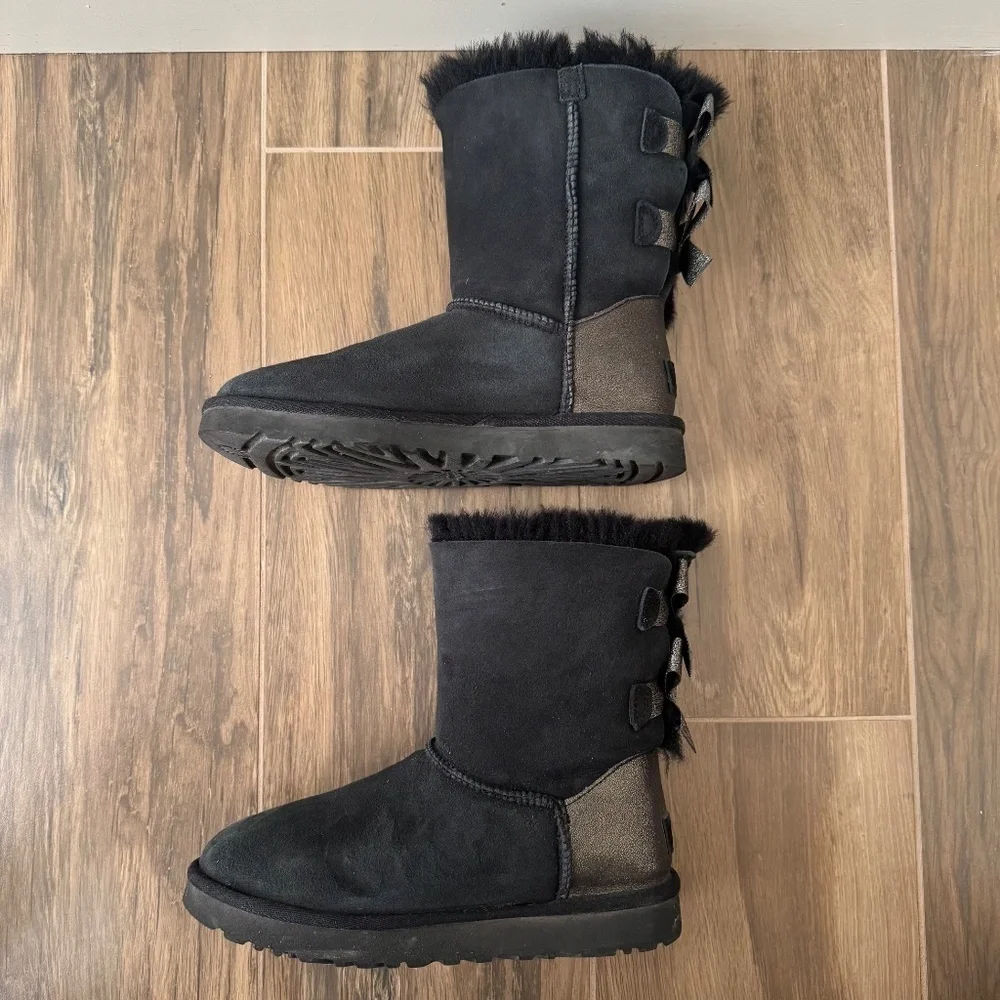 UGG Black Bailey Bow Glitz Boots